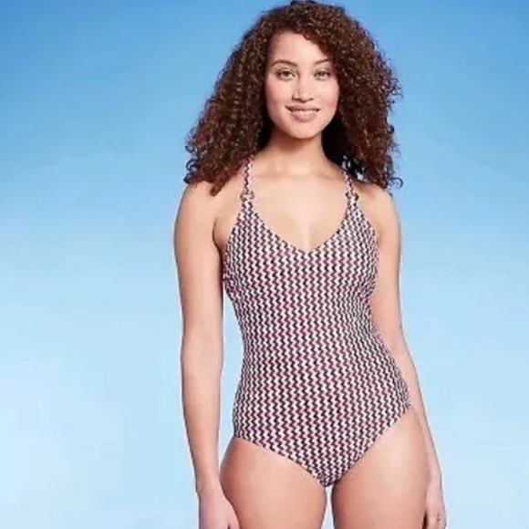 Other - Women's Wide Ribbed Ring L (12-14) Coverage One Piece Swimsuit - Kona Sol Multi